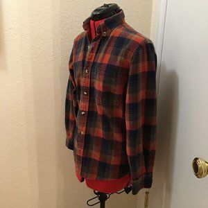 Hobbs Creek Men's Navy / Orange Plaid Flannel Shirt, Size S